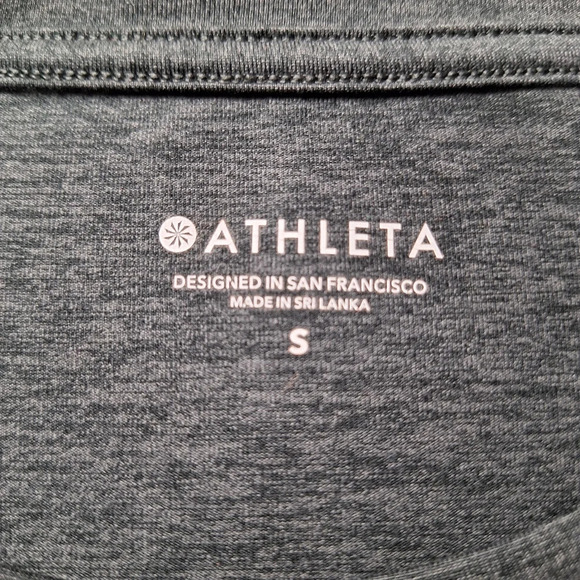 Athleta Small Uptempo Gray Long Sleeve Pullover Top Round Hem Thumbholes - Picture 9 of 14